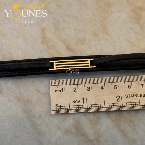 دستبند طلا چرم مردانه سه خط L120